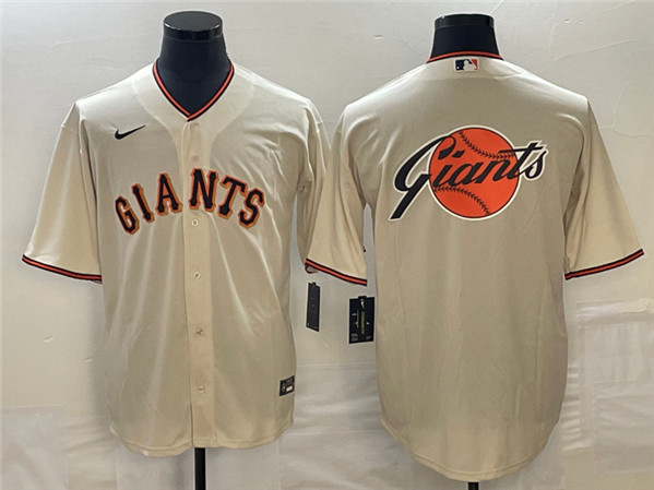 Men's San Francisco Giants Cream Team Big Logo Cool Base Stitched Baseball Jersey - Click Image to Close